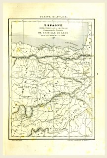 Map of Spain, Castille de Leon, 19th century engraving