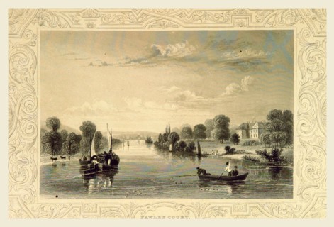 Fawley Court, Tombleson's Thames, 19th century engraving, UK