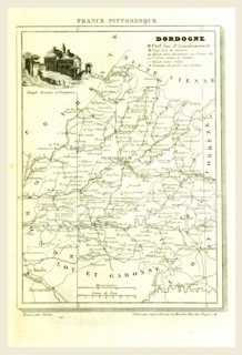 France pittoresque, map Dordogne, 19th century engraving