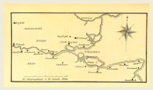 Map Kent UK, 19th century engraving