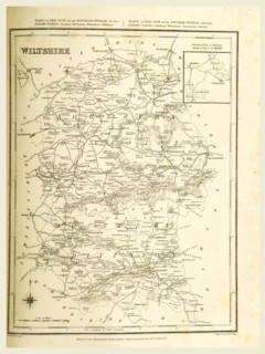 Map wiltshire, UK, 19th century engraving