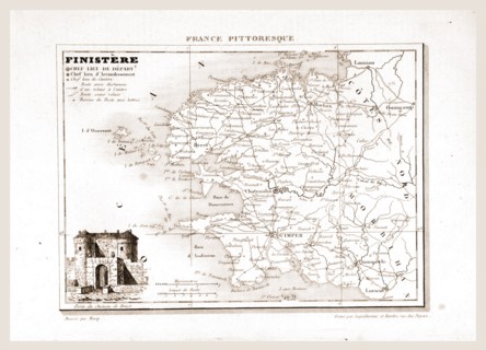 France pittoresque, Finistere, map, 19th century engraving
