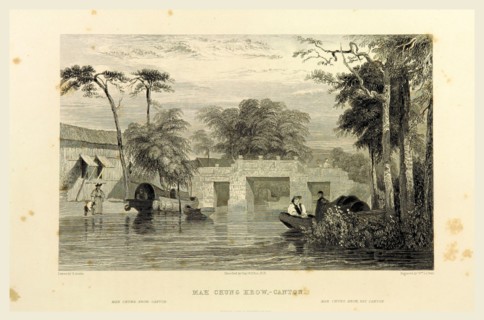 Mah Chung Kow, Canton, China, 19th century engraving