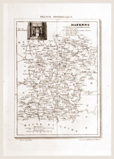 France pittoresque, map Mayenne, 19th century engraving