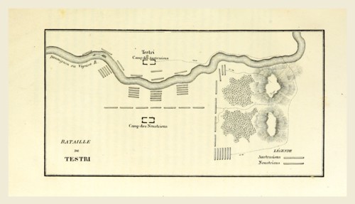 Battle of Testri  near Soissons, map, 19th century engraving