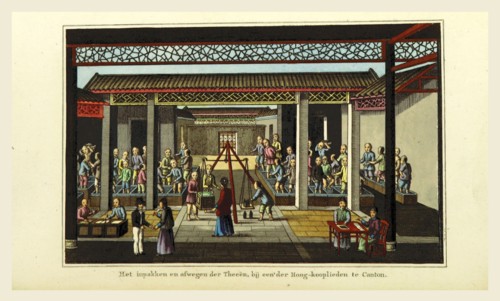 China, Canton, tea trade, 19th century engraving
