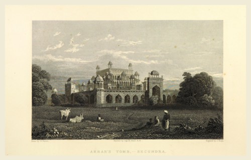 Ambar Tomb, Secundra, India, 19th century engraving