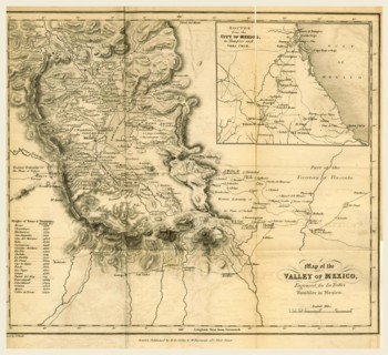 Map of the valley of Mexico, 1834, 19th century engraving
