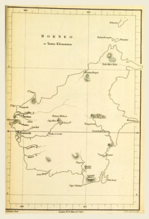 Map Borneo in the Indian Archipelago, in 1832, 1833, 19th century engraving
