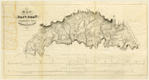 Map Rail Road from Frederick Town to Pennsylvania Line Report on the new map of Maryland, 1836, US,