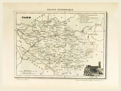 Map Tarn, France pittoresque, 19th century