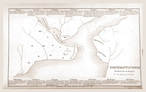 Constantinople, Istanbul, map, 19th century engraving