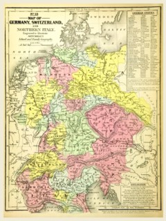 Map of Germany and Switzerland, 19th century engraving, Mitchell's Atlas