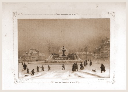 Vue de Chateau D'Eau, Paris and surroundings, daguerreotype, M. C. Philipon,19th century engraving