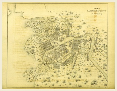 Map 1756, Russia, St Petersburg, 19th century engraving
