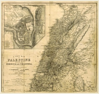 Map of Palestine, A journal of travels in the year 1838, by E. Robinson and E. Smith, 19th century