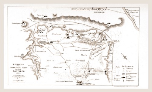 Positions of the liberating army before Santarem in 1834 The Wars of Succession of Portugal and