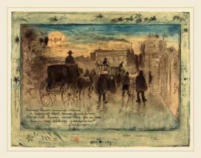 Félix-Hilaire Buhot (French, 1847-1898), Convoi FunÃ¨bre au Boulevard de Clichy (Funeral Procession