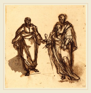 Cherubino Alberti (Italian, 1553-1615), Saints Peter and Paul, pen and brown and iron gall ink,