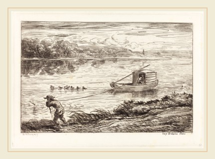 Charles-FranÃ§ois Daubigny (French, 1817-1878), Cabin Boy Pulling the Rope (Le Mousse tirant le