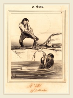 Honoré Daumier (French, 1808-1879), Le Barbillon entraine, 1840, lithograph