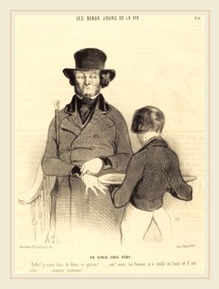 Honoré Daumier (French, 1808-1879), Un Diner chez Véry, 1844, lithograph on newsprint