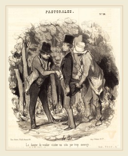 Honoré Daumier (French, 1808-1879), Le Danger de visiter un site par trop sauvage, 1845, lithograph