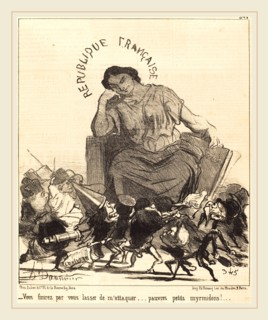 Honoré Daumier (French, 1808-1879), Vous finirez par vous lasser de m'attaquer, 1851, lithograph on