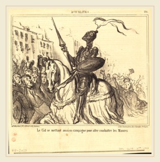 Honoré Daumier (French, 1808-1879), Le Cid se mettant aussi en campagne, 1859, lithograph on