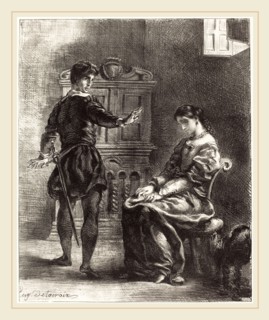 EugÃ¨ne Delacroix (French, 1798-1863), Hamlet and Ophelia (Act III, Scene I), 1834-1843, lithograph