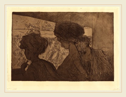 Jean-Louis Forain, Lower Box at the Theater, French, 1852-1931, 1909, etching (zinc)
