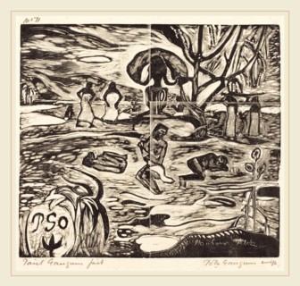 Paul Gauguin (French, 1848-1903), Mahana Atua (The Food of the Gods), 1894-1895, woodcut printed in