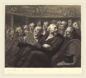 Auguste LepÃ¨re after Honoré Daumier (French, 1849-1918), Les Fauteuils d'orchestre, 1878, wood