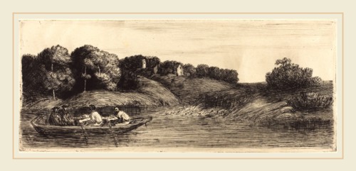 Alphonse Legros, Landscape with Boat, 1st plate  (Le paysage au bateau), French, 1837-1911, etching
