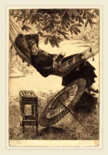 James Jacques Joseph Tissot (French, 1836-1902), The Hammock (Le hamac), 1880, etching and drypoint