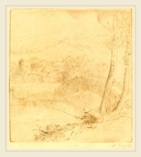 Alphonse Legros, Little Angler (Le petit pecheur a la ligne), French, 1837-1911, drypoint