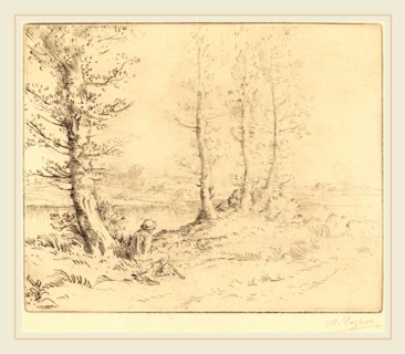 Alphonse Legros, Along the River (Le long de la rive), French, 1837-1911, etching and drypoint