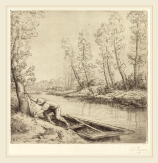 Alphonse Legros, Morning along the River (La matin sur la riviere), French, 1837-1911, etching and