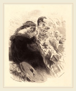 Célestin Nanteuil (French, 1813-1873), The Woman Behind the Mask, 1830s, lithograph on buff chine