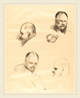 Jean-Louis Forain, Four Sketches of Ambroise Vollard, French, 1852-1931, c. 1910, lithograph