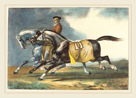 Théodore Gericault and Léon Cogniet (French, 1794-1880), Two Dapple-Gray Horses Exercising (Deux