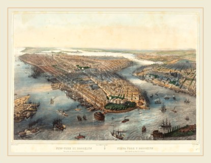 Theodore Muller after William Simpson (French, 1819-1879), New York et Brooklyn-Vue prise au dessus