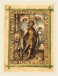 German 15th Century, Saint Maurice, c. 1480-1490, engraving, hand-colored