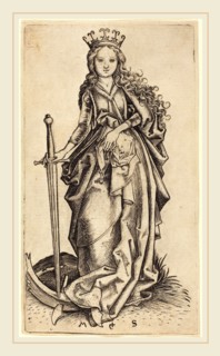 Martin Schongauer (German, c. 1450-1491), Saint Catherine of Alexandria, c. 1480-1490, engraving