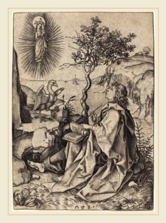 Martin Schongauer (German, c. 1450-1491), Saint John on Patmos, c. 1475-1480, engraving on laid
