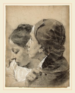 Giovanni Battista Piazzetta, A Young Man Embracing a Girl, 1683-1754, c. 1743, black chalk,