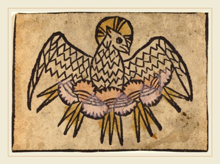 German 15th Century, The Holy Ghost, c. 1460-1470, woodcut, hand-colored in yellow, lavender, and