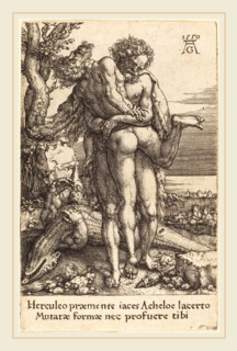 Heinrich Aldegrever (German, 1502-1555-1561), Hercules Fighting the Rivergod Achelus, 1550,