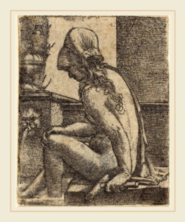 Albrecht Altdorfer (German, 1480 or before-1538), Bathing Woman, c. 1520-1530, engraving