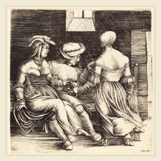 Erhard Altdorfer (German, active 1512-1561), Young Man and Maids, 1506, engraving